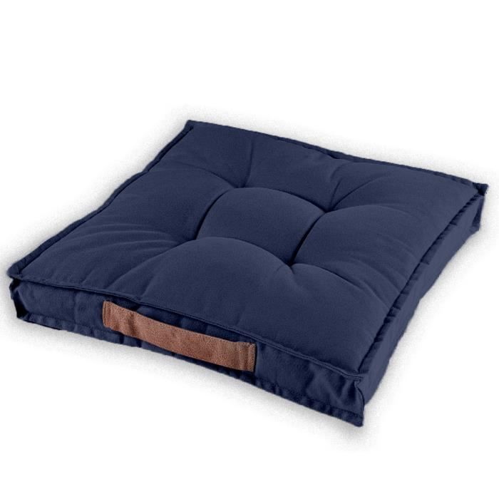 Coussin de sol QUIMPER 45-45-12 cm - 100% coton Bleu Jean