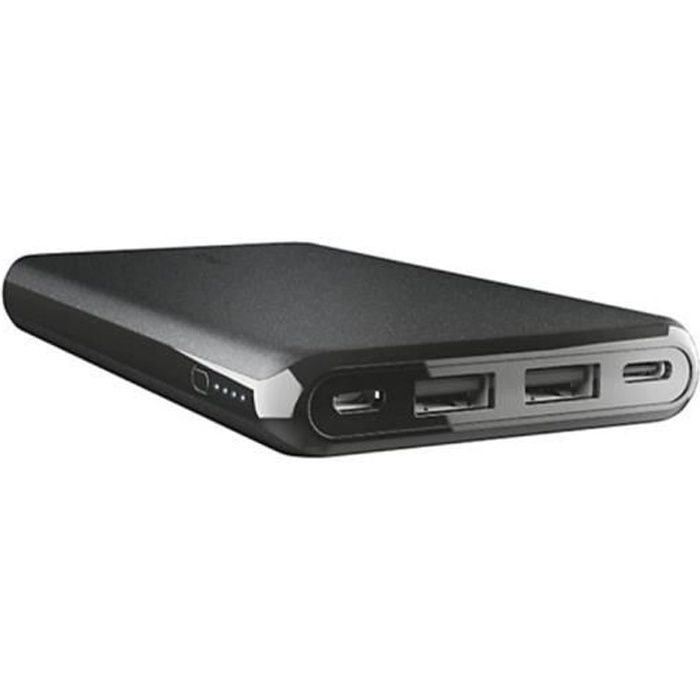 Trust - Powerbank avec 2 ports USB -Elsa Thin- - 2.4A/12W - 10 000 mAh - Noir