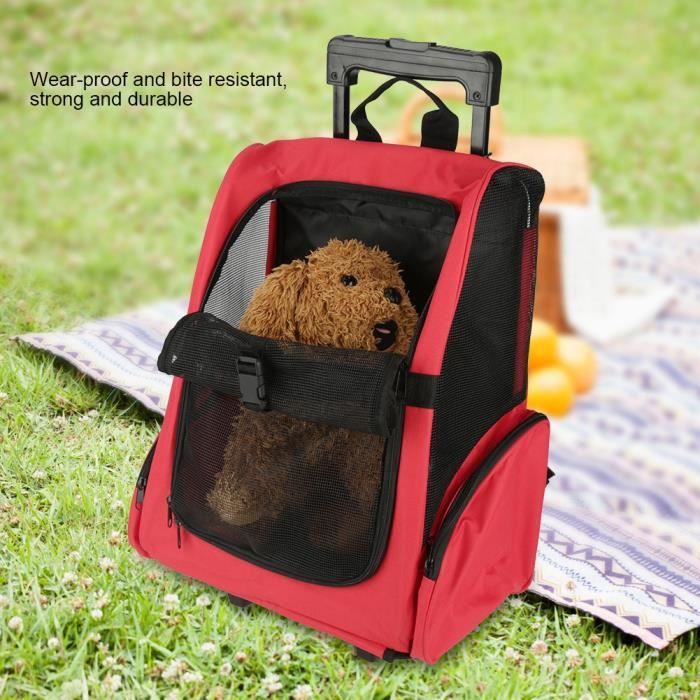 Valise trolley Sac à dos pour animaux de compagnie - rouge