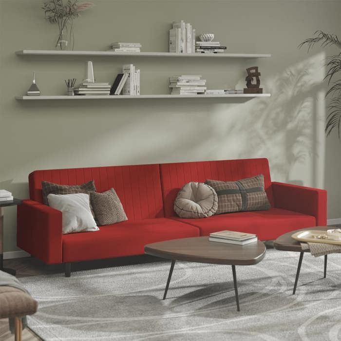 vidaXL Canapé-lit 2 places rouge bordeaux velours 375942