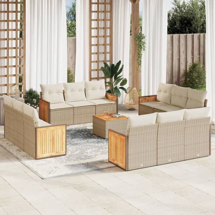 vidaXL Salon de jardin avec coussins 13 pcs - vue 2