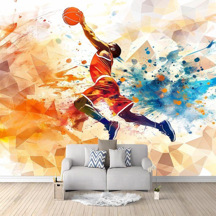 Papier Peint Photo murale Basket-ball Image panoramique Déco Maison Chambre Décorative Tenture Murale Décoration Salon 350x256cm