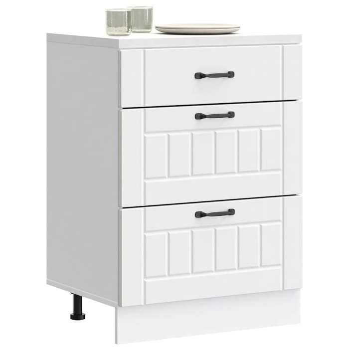 vidaXL Armoire de cuisine Lucca blanc bois dingénierie meuble dévier meuble de cuisine avec tiroir meuble de cuisine à 854269