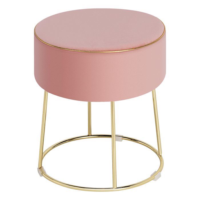 COSTWAY Tabouret Coiffeuse Rond en Velours Pouf Tabouret Base en Métal pour Salon Chambre Entrée 35 × 35 × 41 cm Rose