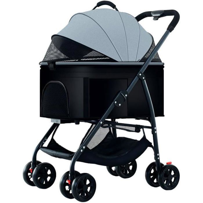 Meilleurs prix pour Poussette Pour Chat Pliable Avec Panier De Rangement Fenêtre En Filet Portable Landau Voyage Transporteur Amovible