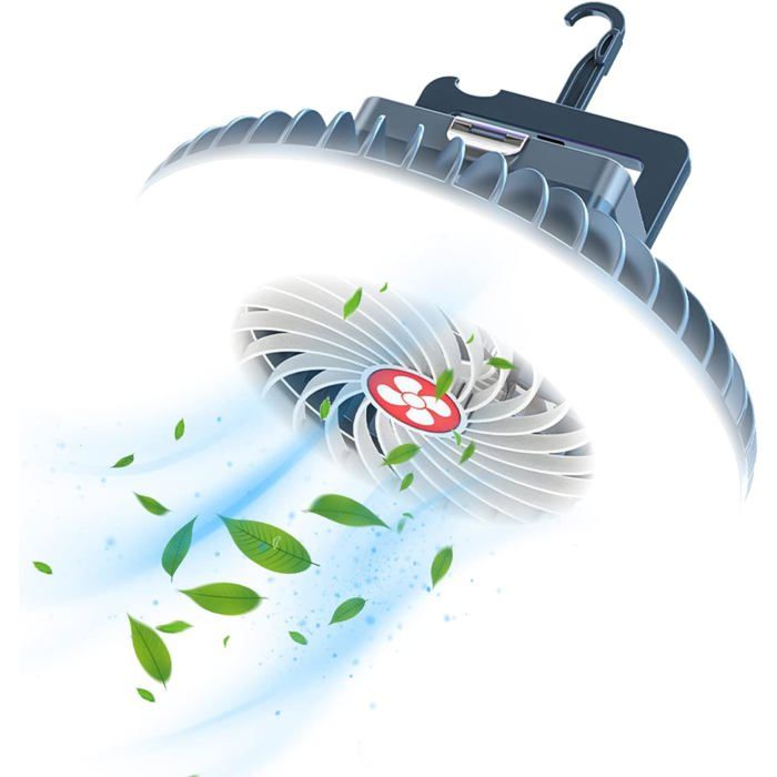 Lanterne Camping avec ventilateur Lampe de Tente LED avec ventilateur Rechargeable USB Tente lampe Lanterne Powerbank