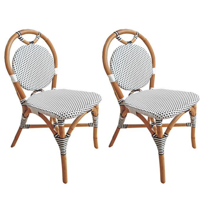 Lot 2 chaises bistrot en rotin naturel cannage noir et blanc - PIGALLE Meubletmoi Lot 2 chaises bistrot en rotin naturel cannage noir et blanc - PIGALLE Meubletmoi