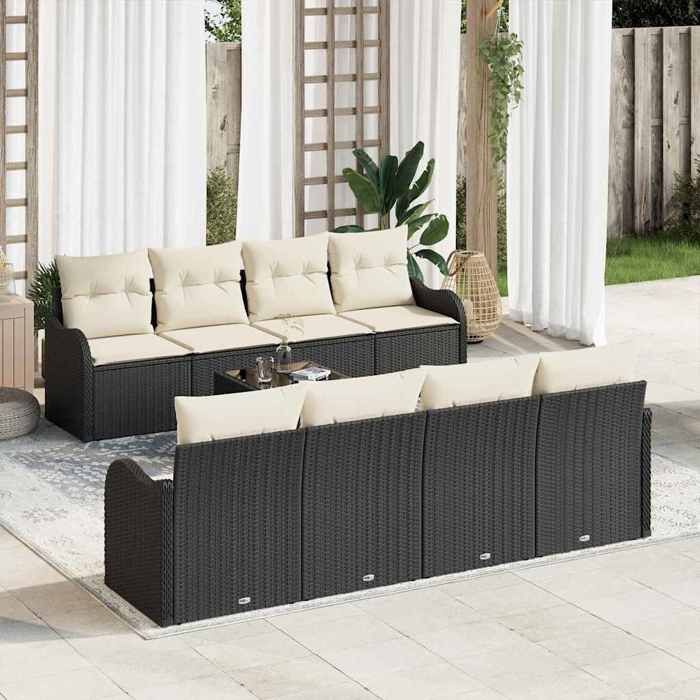 vidaXL Ensemble de canapé de jardin avec coussin 9 pcs et crème