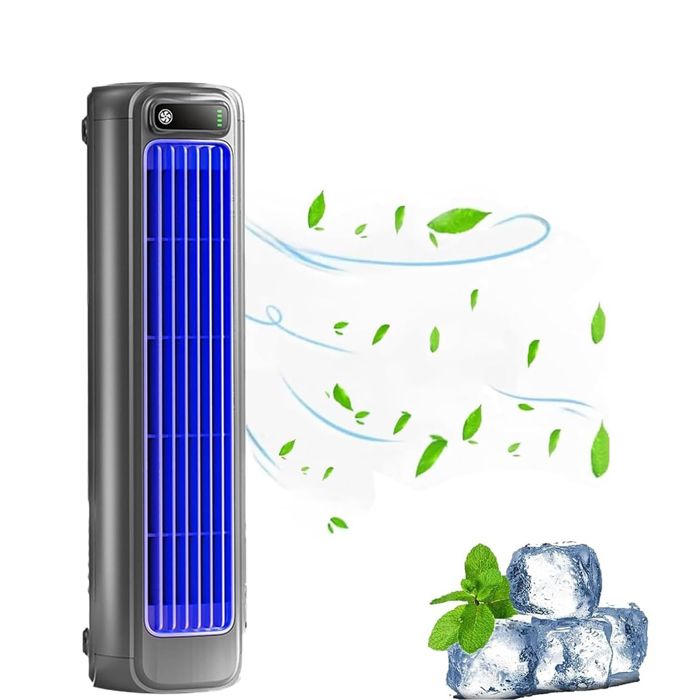 Ventilateur colonne silencieux USB rechargeable 2000mAh à poser ou suspendre - Mini ventilateur sans pale pour bureau chambre - Prumya