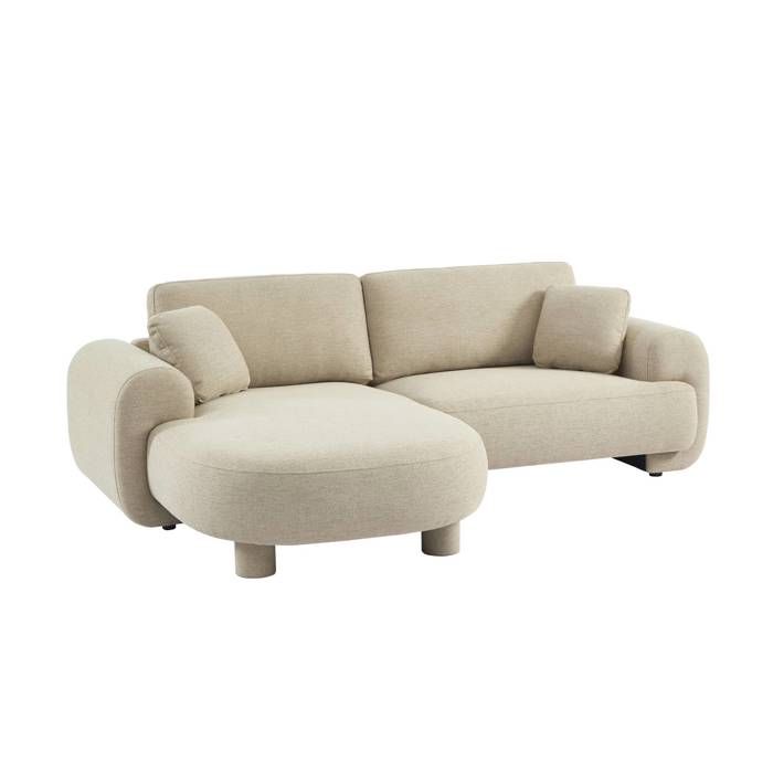 Canapé dangle gauche 3 places tissu beige. pieds ronds L 231 x P 160 / 88 cm - Zenio Canapé dangle gauche 3 places tissu beige. pieds ronds L 231 x P 160 / 88 cm - Zenio
