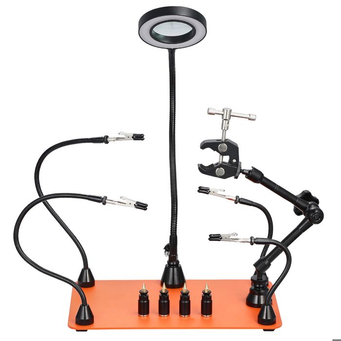 Troisième Main Soudure à 4 Bras-Duoku-Station Aide de Soudage Magnétique-avec Lampe Loupe LED 3X-4 Piliers de Circuit Imprimé Troisième Main Soudure à 4 Bras-Duoku-Station Aide de Soudage Magnétique-avec Lampe Loupe LED 3X-4 Piliers de Circuit Imprimé
