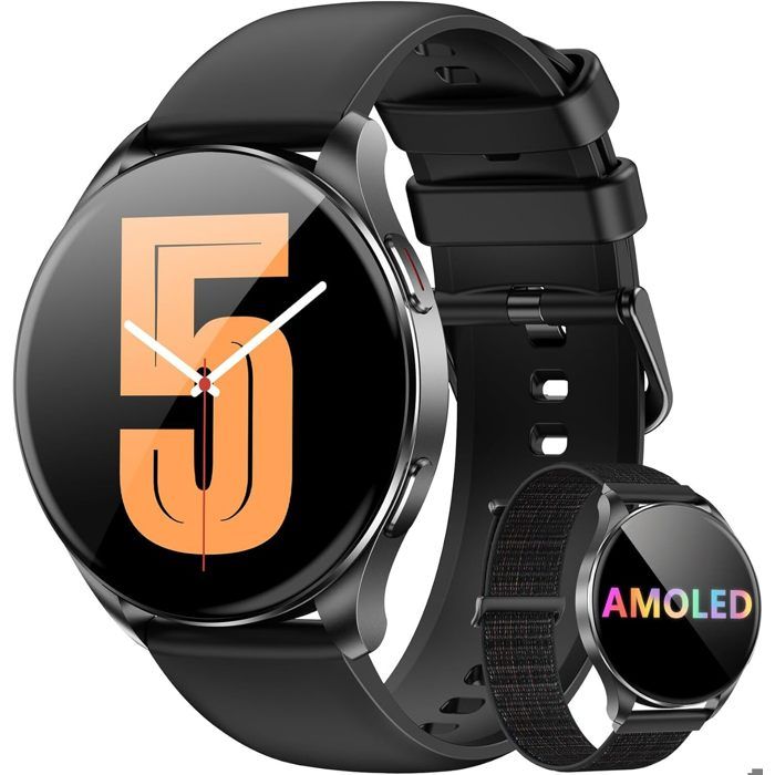 Blackview Montre Connectée Sport Homme Femme avec Appels 100+ Sports Moniteur de Santé Pour iOS Android Noir
