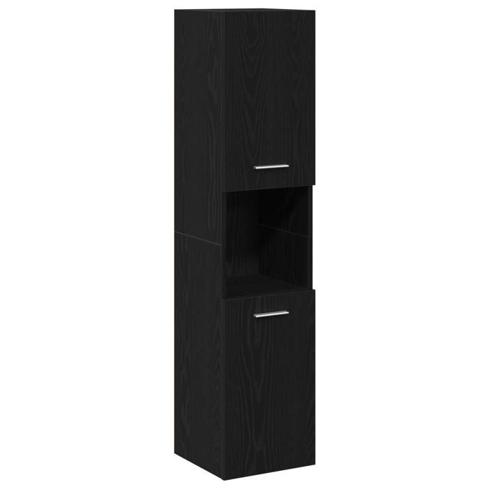 CLARENCE® Armoire de salle de bain - montage mural - Noir Chêne 30x30x130 cm Bois Aggloméré LL0356