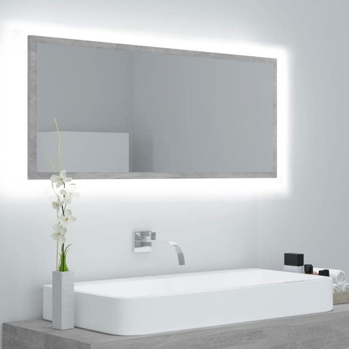 Autumn saleMiroir suspendu - Armoire WC Miroir à LED de salle de bain Gris béton 100x8 5x37cm Acrylique 2025263602