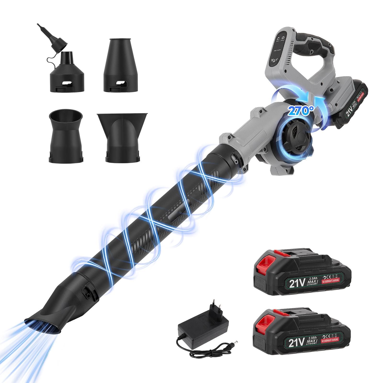 Kwoxet Souffleur De Feuilles Sans Fil – Mini Turbo 126 Km/h, 2 Batteries 21V 3000mAh, Puissant & Léger !