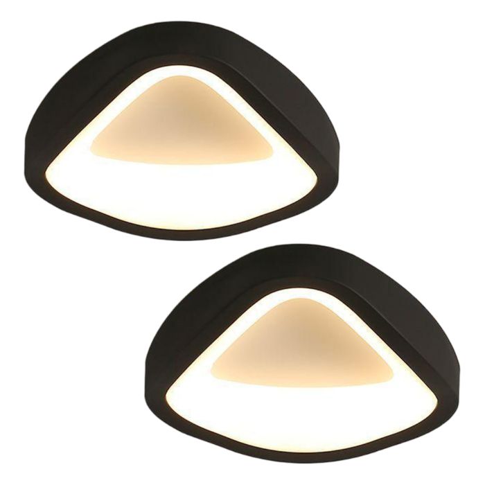 WOTTES Plafonnier LED Style Moderne - 12W Blanc chaude IP54 Imperméable Lampe de Plafond Pour Bureau Cuisine - 2pcs Noir Ø20CM
