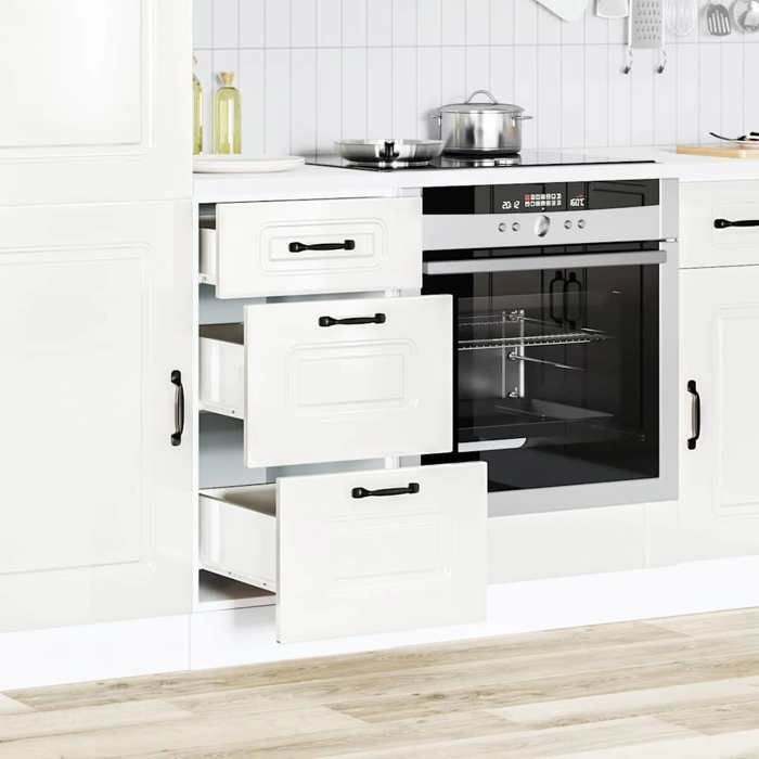Blanc brillant Meuble bas de cuisine - mango - Colonne cuisine - « Kalmar » Bois dingénierie blanc brillant FR1063