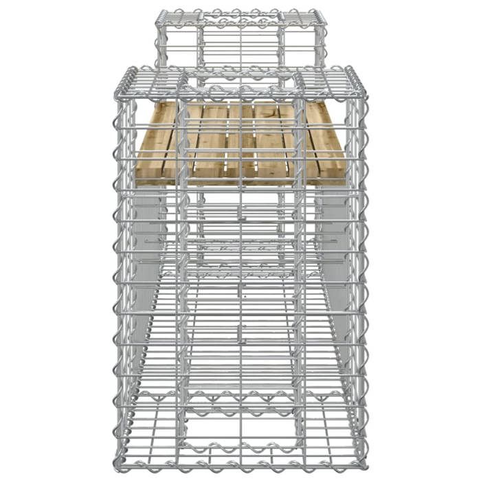 Sale 2026 Banc de jardin - BURKE - Banquette balcon - design gabion - 183x41x605cm bois de pin imprégné BB761