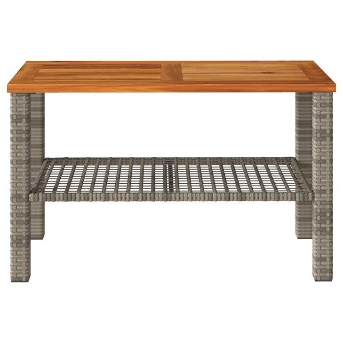 Black Friday Table à dîner de jardin BURKE 2/4 PERSONNES gris 70x38x42 cm résine tressée et bois acacia TTT404