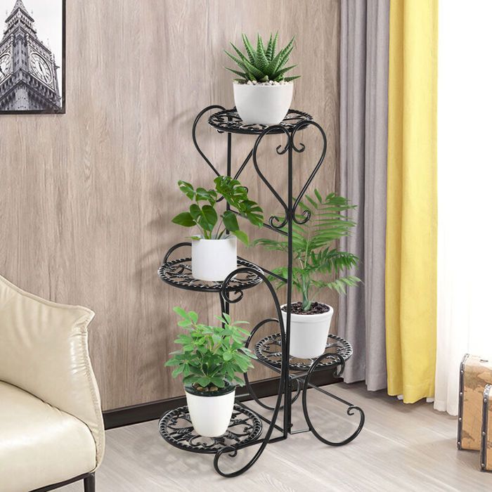 Etagère support de fleurs métal noir L.46 x l.26 x H.81 cm