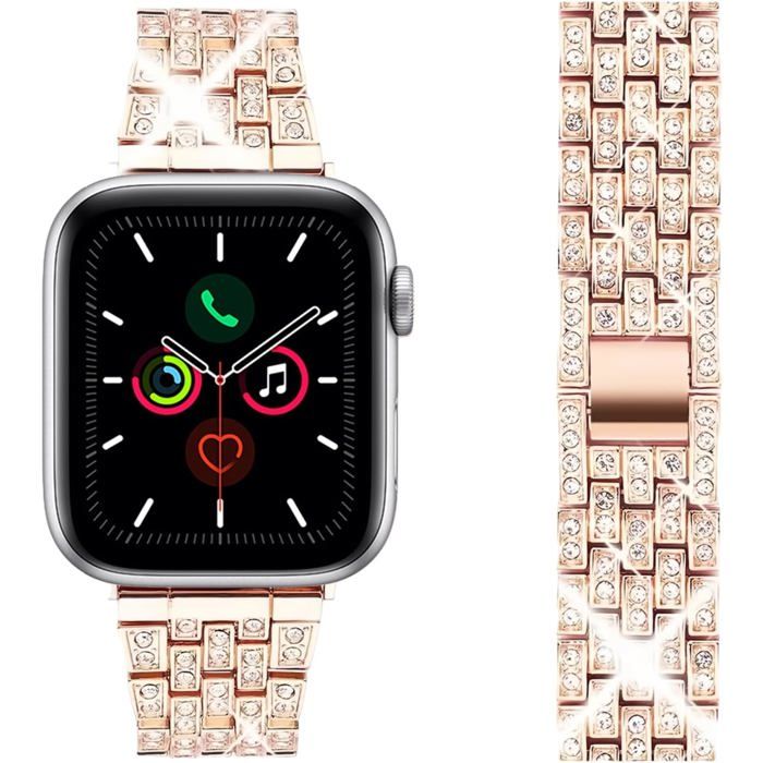 Bracelet de montre avec strass-KAL-Bracelet Métal Strass Brillant 20mm pour Montre Connectée Femme