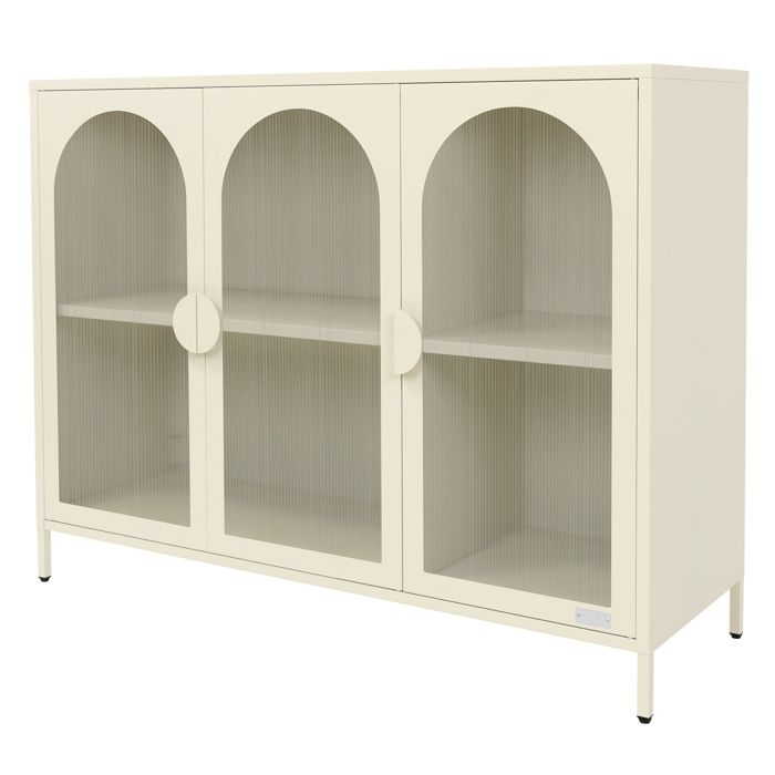 Meuble de rangement ML-Design métallique crème 120x93x40 cm avec étagères et portes pieds réglables Meuble de rangement ML-Design métallique crème 120x93x40 cm avec étagères et portes pieds réglables