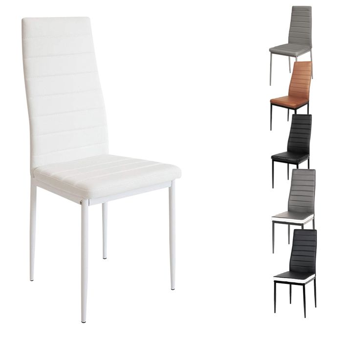 KEDIA Lot de 2 Chaises de salle à Manger Design à Lattes Horizontales Blanc Assise Respirante Antidérapante et Confortable