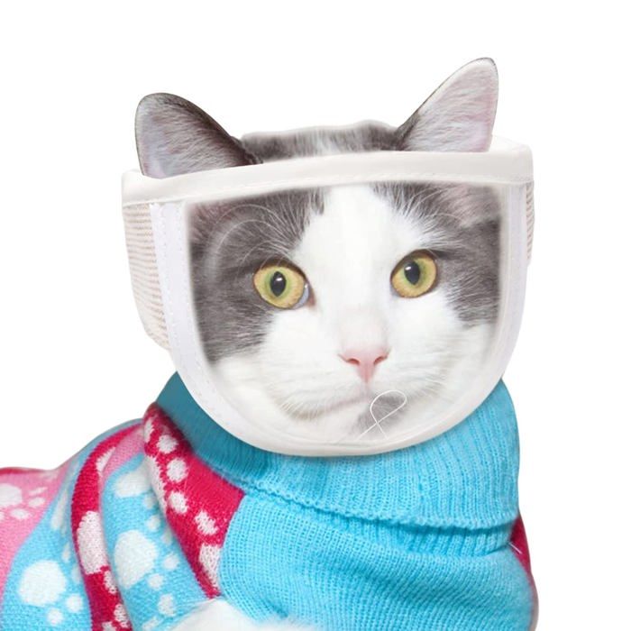 Muselière pour chat couvre-visage respirant pour chat muselière ajustable.