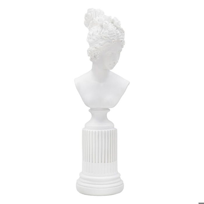 Sculpture Statue Woman avec piédestal en résine blanche - Réf. VK8681847401797