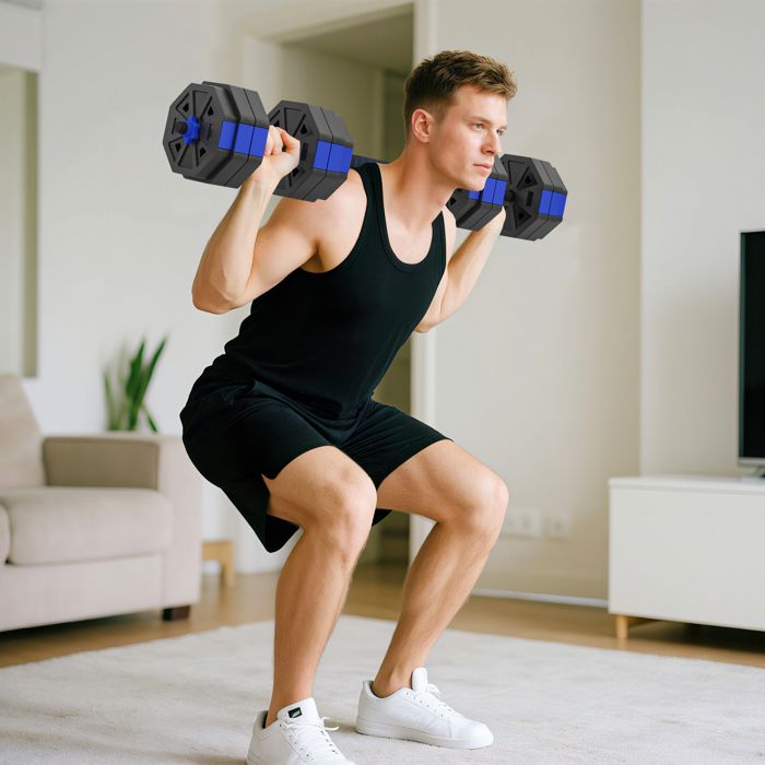 Ensemble dHaltères Musculation 6-en-1 Haltère Réglable 30 kg Kettlebell Barre