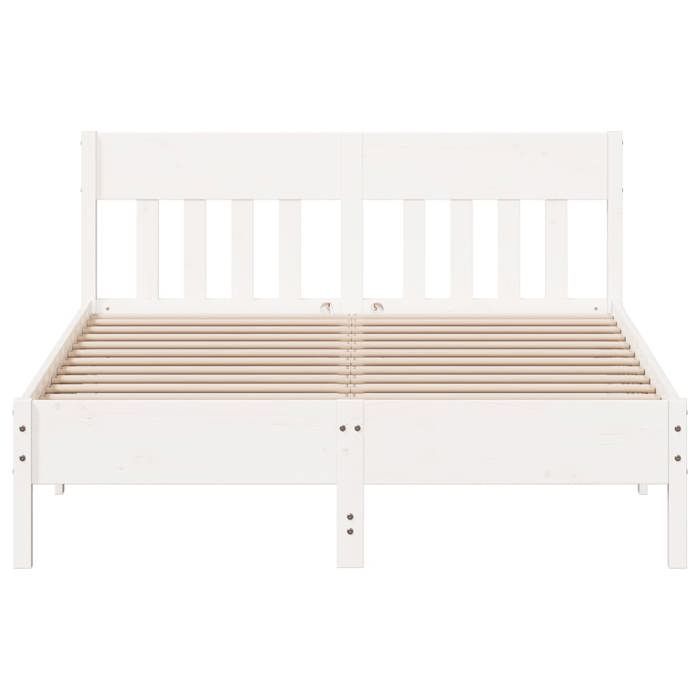 Lit 140x190cm - VIDAXL - Cadre de lit MODERNE - sans matelas - blanc bois de pin massif L9789