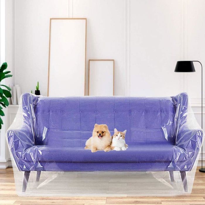 2*3M Housse De Canapé En Plastique Pour Animaux Housse De Protection Pour Canapé Anti-Poussière Housse De Fauteuil Impermeab[BI6]