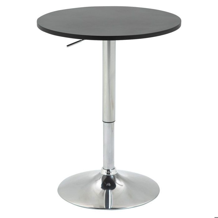 YWJ Table de bar réglable en hauteur avec base ronde et antidérapante pour cuisine ou salle à manger Ø60x69-93 cm noire
