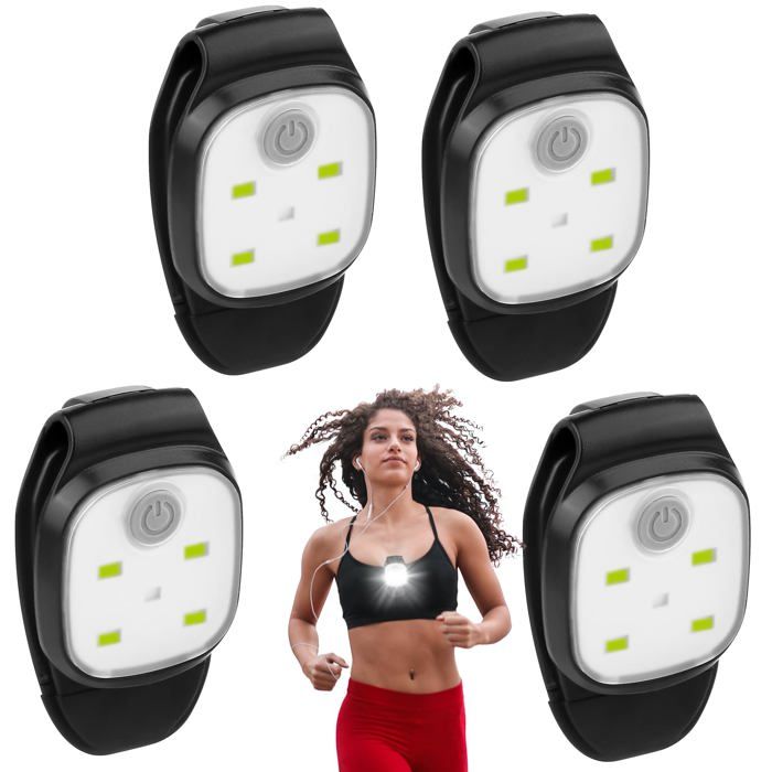 Lot de 4 lampes LED à clip : lampe de course LED réfléchissante rechargeable USB 4 modes déclairage Mini frontale pour la course