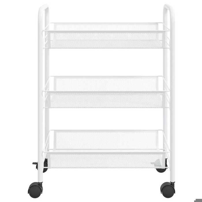 Desserte cuisine - Chariot de cuisine à 3 niveaux Blanc 46x26x64 cm Fer - design élégant - pour maison(25072）