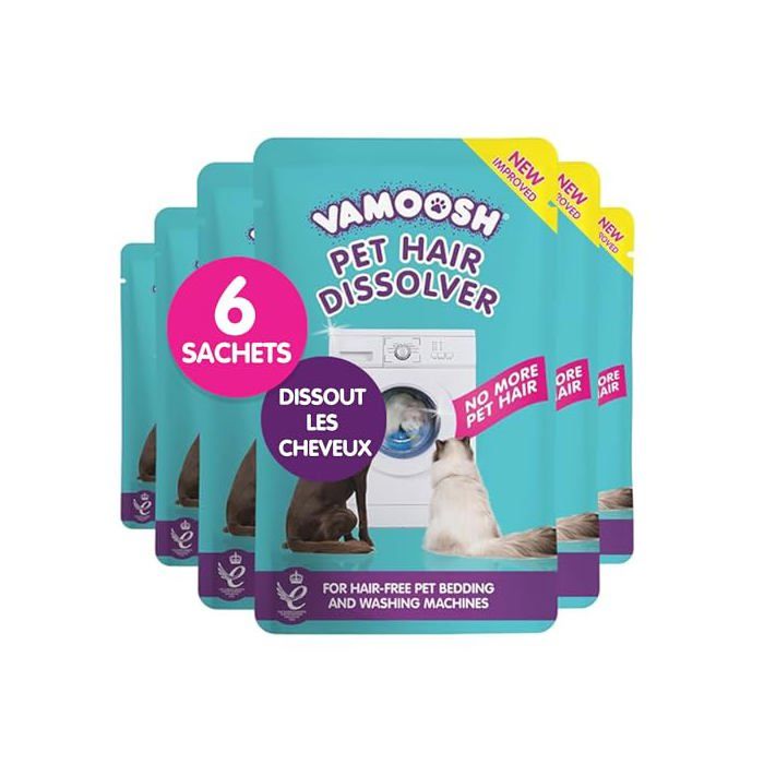 6 Sachets dissolvant poils danimaux compagnie pour machine à laver élimine les odeurs dissout des chiens chats animaux nettoie