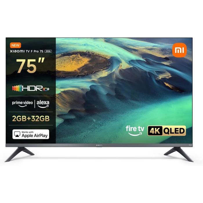 TV F Pro 75 Pouces 4K UHD QLED Smart TV Fire OS8 Alexa HDR10 MEMC 60Hz avec Mode Jeu 120Hz 2Go 32Go AirPlay Compatible TV 4K