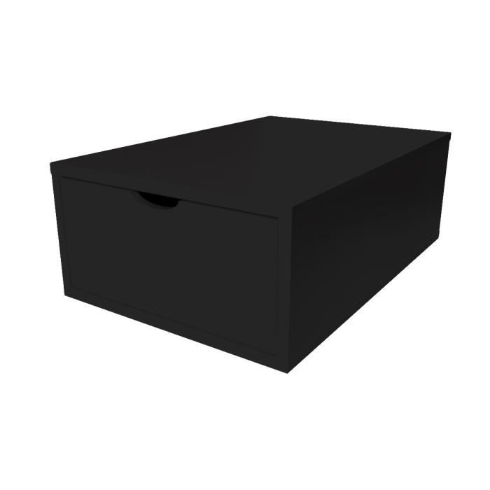 Cube de rangement profondeur 75 cm + tiroir Bois - Couleur - Noir