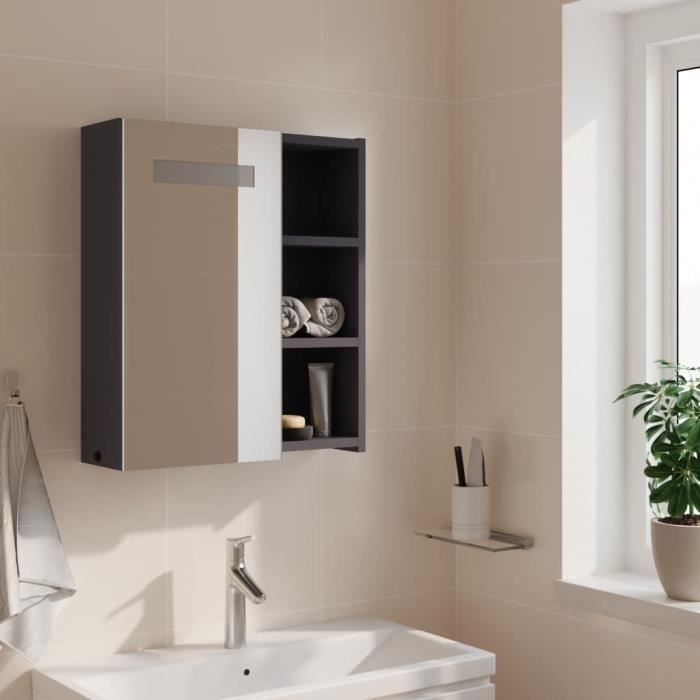 Armoire à Miroir Avec LED SensaHome 50x50cm - 3 Couleurs De Lumière Réglables, 2 étagères En Verre, Acier Et Miroir Sans Cuivre