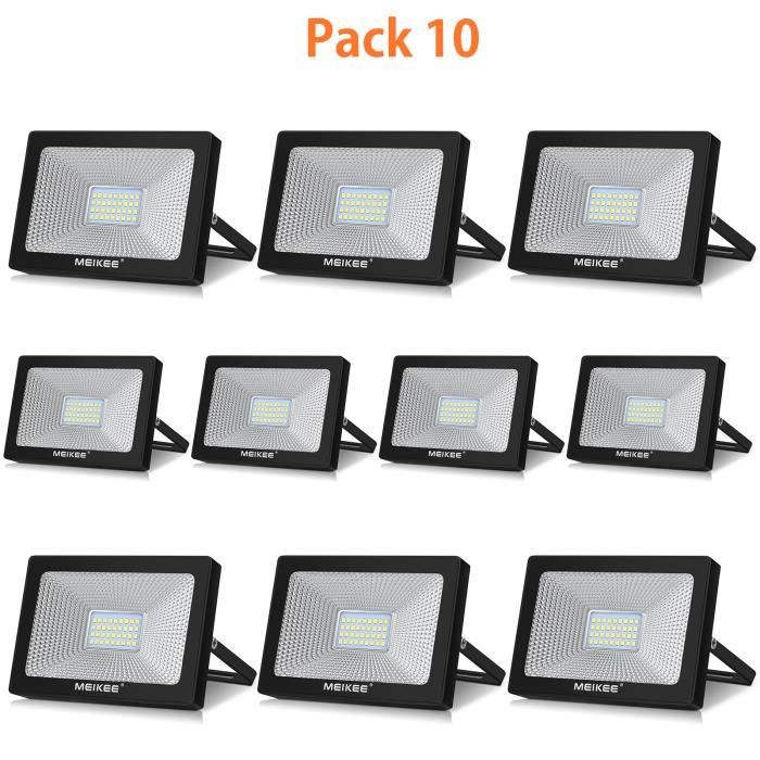 Lot De 4 Spots LED Extérieur 30W – Blanc Froid 6500K, 3000LM, Aluminium, Mural