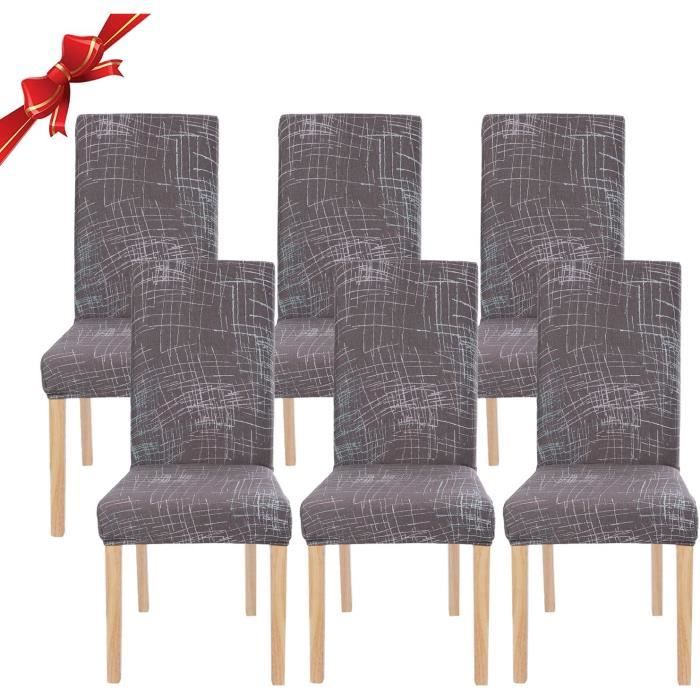 Housse de Chaise XL Salle à Manger 6 pieces Extensible Couverture de Chaises Dossier Haut Amovible et Lavable Housses de Chaises,N - Maison