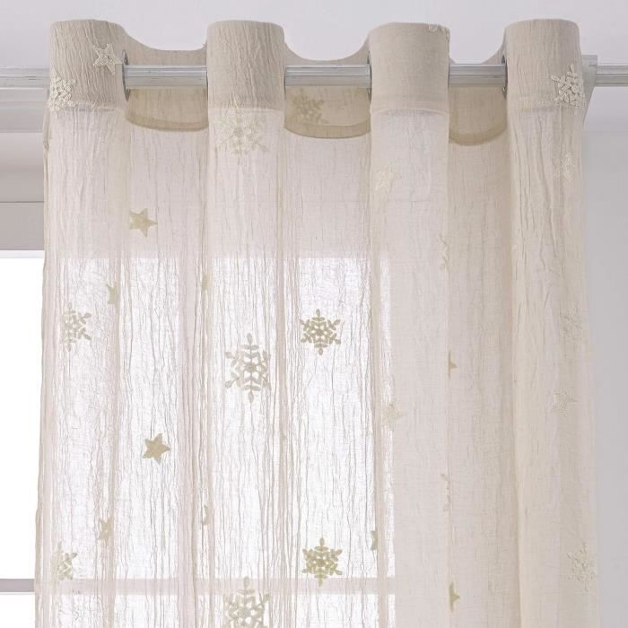 Rideau Voilage Noël Baie Rouge Imprimé 3D Semi-Occultant - 2 Panneaux W 132 X H 160cm Branche De Pin