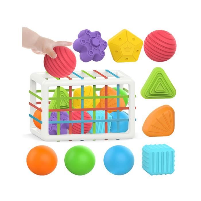 Jeux Montessori Bébé 6-12 Mois Cube Souples Empiler Anneaux d'empilage  Balle Sensoriel Jouets D'éducation précoce 6 9 12 Mois