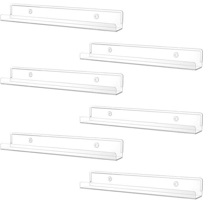 YIDITTHOPE Lot De 12 étagères Murales En Acrylique Transparent Pour Album, Disque Vinyle, Funko Pop, Collection De Cartes, Magazines, Petits Crochets Artistiques Pour La Décoration, Facile à Assembler