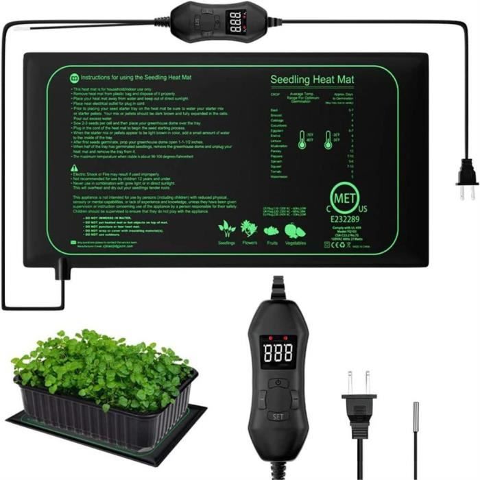 Tapis chauffant - 25 cm x 525 cm - Thermostat numérique - 20°C à 45°C