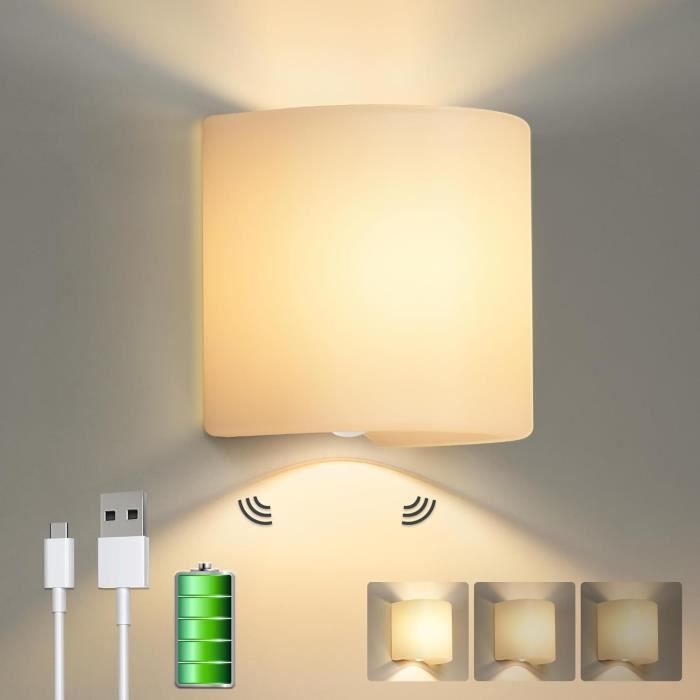 GeyouLux 5W Applique Murale Interieur Rechargeable avec Détecteur de