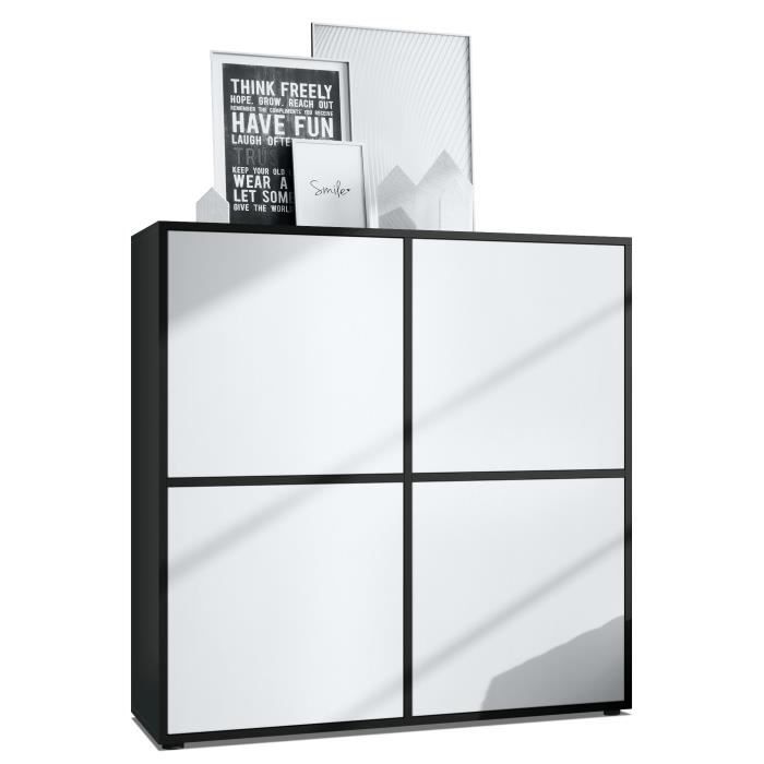 Vladon Highboard Cuba V2 Placard 104 x 105 5 x 35 5 cm Buffet haut à 8 compartiments caisson en noir mat - façades en Blanc mat Vladon Highboard Cuba V2 Placard 104 x 105 5 x 35 5 cm Buffet haut à 8 compartiments caisson en noir mat - façades en Blanc mat