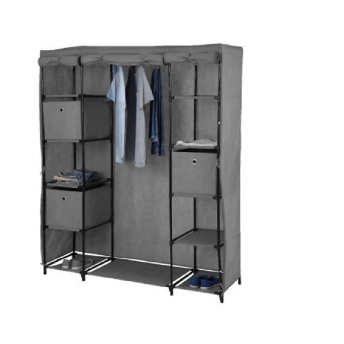 Armoire dressing gris rangement Cdiscount Maison
