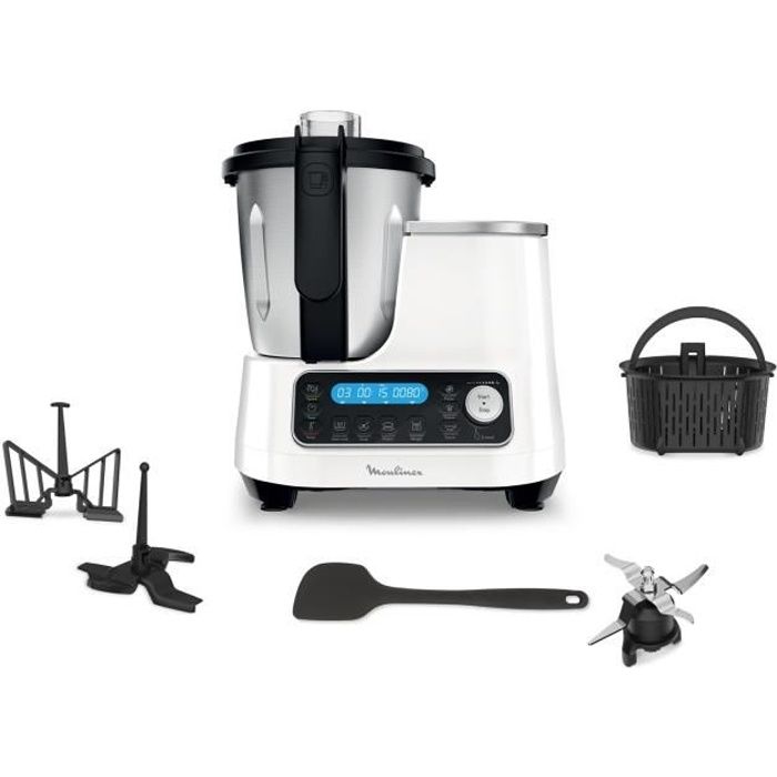 MOULINEX HF452110 Clickchef Robot cuiseur multifonction, Capacité utile 2  L, Compact, 32 fonctions, Balance intégrée, Panier Vapeur - Cdiscount  Electroménager