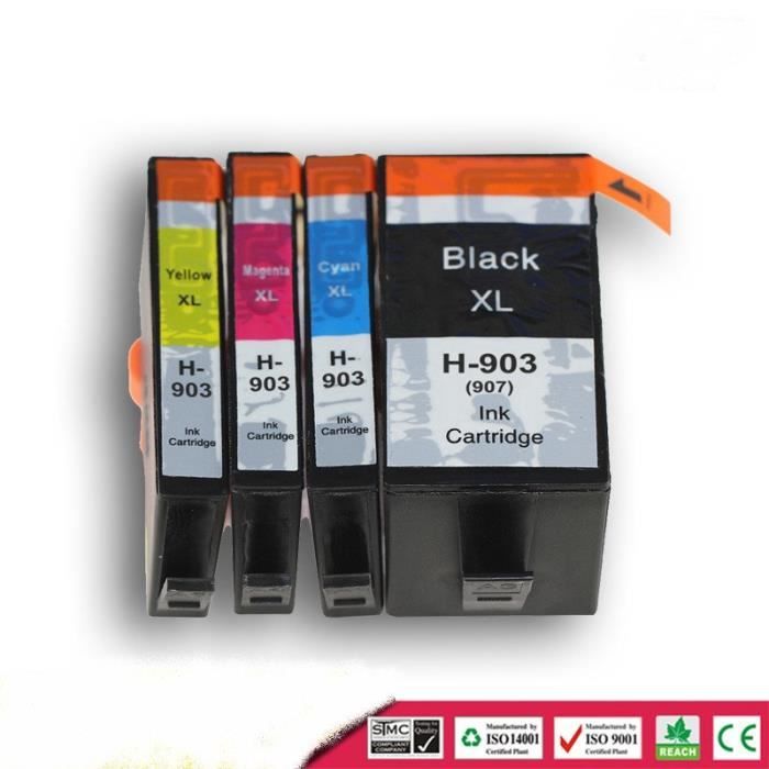 4 Cartouches D'encre Compatibles HP 903XL - Pour Imprimantes Officejet Pro 6970, 6960, 6950 - 4
